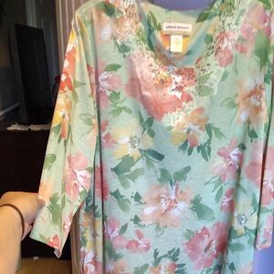 Alfred Dunner Pastel Floral Lace Top